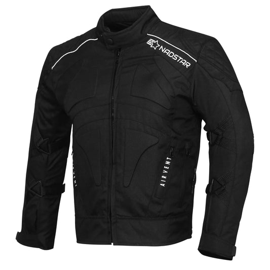 Mens cordura textile black biker fashion medium length jacket