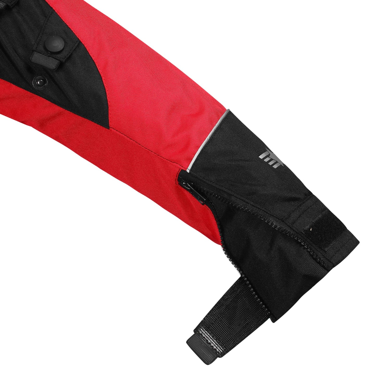 Mens cordura textile black and red biker fashion longer length jacket