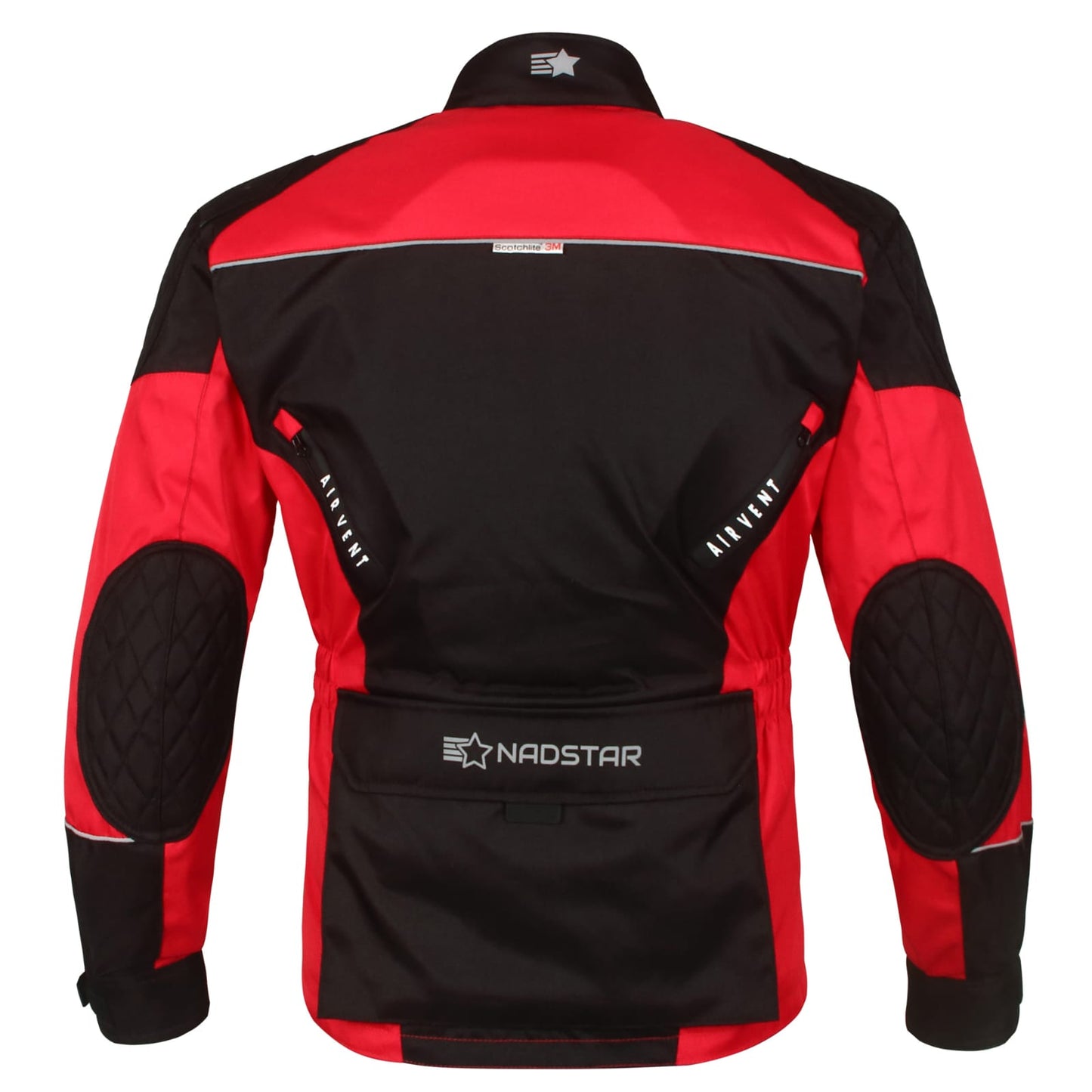 Mens cordura textile black and red biker fashion longer length jacket