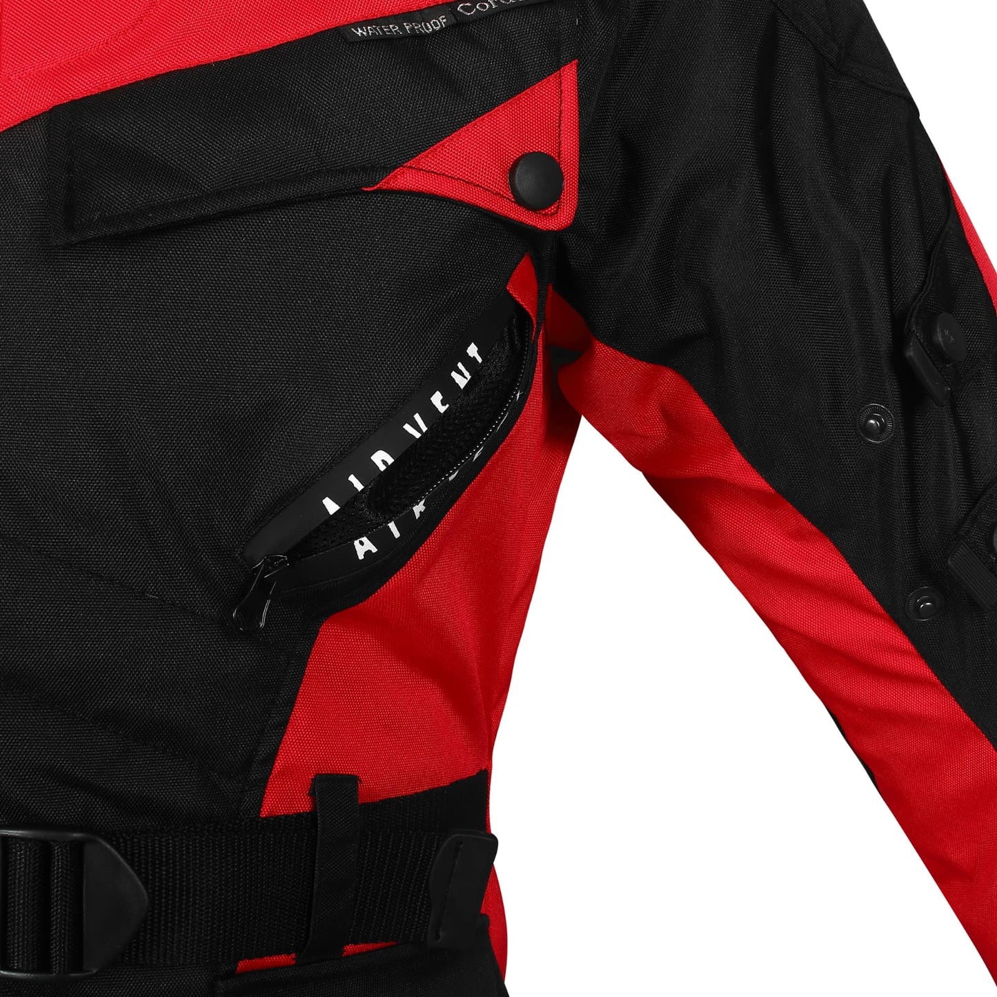 Mens cordura textile black and red biker fashion longer length jacket