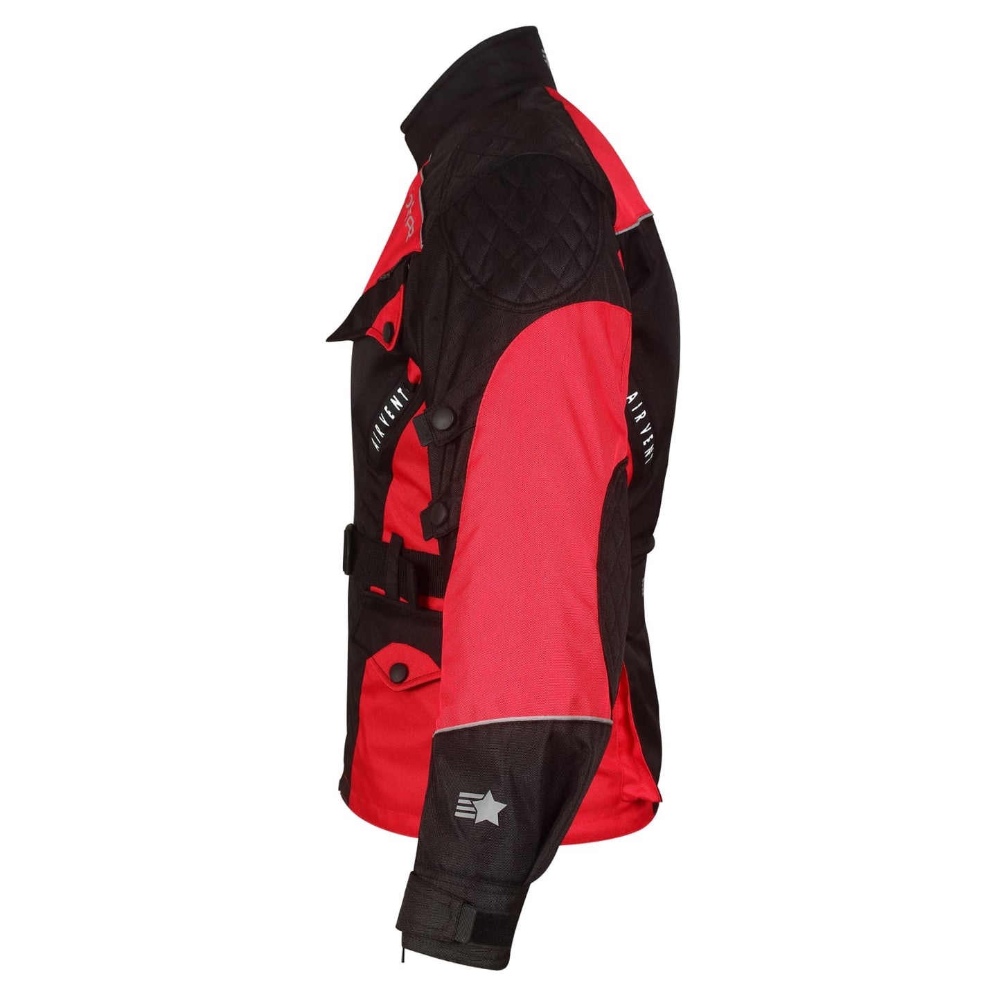 Mens cordura textile black and red biker fashion longer length jacket