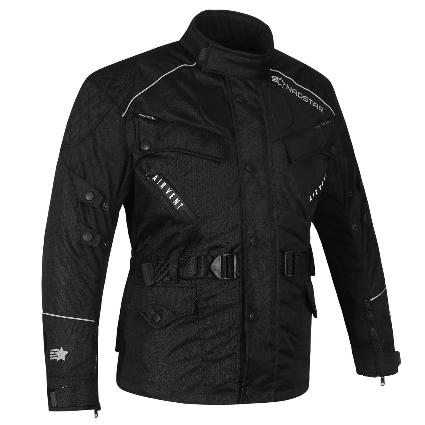 Mens cordura textile black biker fashion longer length jacket